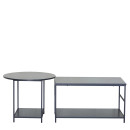 Τραπεζάκι Σαλονιού ArteLibre ROWDEN Μαύρο Μάρμαρο Μοριοσανίδα/Μέταλλο 60x60x50/80x47x45cm Σετ 2Τμχ