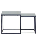 Τραπεζάκι Σαλονιού ArteLibre SOMERTON Μαύρο Μάρμαρο Μοριοσανίδα/Μέταλλο 40x40x50/35x35x45cm Σετ 2Τμχ