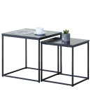 Τραπεζάκι Σαλονιού ArteLibre SOMERTON Μαύρο Μάρμαρο Μοριοσανίδα/Μέταλλο 40x40x50/35x35x45cm Σετ 2Τμχ