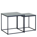 Τραπεζάκι Σαλονιού ArteLibre SOMERTON Μαύρο Μάρμαρο Μοριοσανίδα/Μέταλλο 40x40x50/35x35x45cm Σετ 2Τμχ