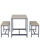 Σετ Τραπεζαρία (2+1) ArteLibre CARRISTON Δρυς/Μαύρο Μοριοσανίδα/Μέταλλο 110x60x75cm