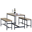 Σετ Τραπεζαρία (2+1) ArteLibre CARRISTON Δρυς/Μαύρο Μοριοσανίδα/Μέταλλο 110x60x75cm