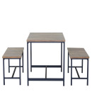 Σετ Τραπεζαρία (2+1) ArteLibre DRAYCOTT Καφέ/Μαύρο Μοριοσανίδα/Μέταλλο 110x60x75cm