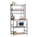 Ραφιέρα Κουζίνας ArteLibre INVERMERE Δρυς/Μαύρο Μοριοσανίδα/Μέταλλο 80x40x170cm