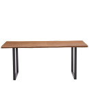 Τραπέζι Τραπεζαρίας ArteLibre AEMON Σκούρο Ακακία/Μαύρο Μέταλλο/Μοριοσανίδα 180x90x75cm