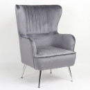 Πολυθρόνα ArteLibre VITTORIA Γκρι Βελούδο 76x79x101cm