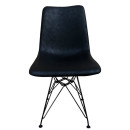 Καρέκλα Τραπεζαρίας ArteLibre SELVA Vintage Μαύρο PU/Μέταλλο 43x57x81cm