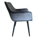 Καρέκλα Τραπεζαρίας ArteLibre FLORITA Γκρι/Μαύρο Βελούδο/Μέταλλο 55x57x84cm