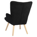 Πολυθρόνα ArteLibre LIRA Μαύρο Ύφασμα Κοτλέ/Ξύλο 94.5x64x70.5cm