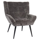 Πολυθρόνα ArteLibre TIVA Γκρι Σκούρο Ύφασμα Σενίλ/Μέταλλο 84x78x77cm