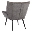 Πολυθρόνα ArteLibre TIVA Γκρι Σκούρο Ύφασμα Σενίλ/Μέταλλο 84x78x77cm