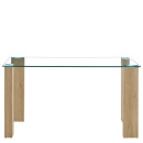 Τραπέζι Τραπεζαρίας ArteLibre ASHMOOR Φυσικό Γυαλί/Ξύλο 140x80x75cm