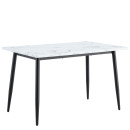 Τραπέζι Τραπεζαρίας ArteLibre IRWELL Λευκό Μάρμαρο/Μαύρο Μέταλλο/Μοριοσανίδα 120x80x75cm