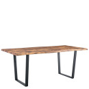 Σετ Τραπεζαρία (2+1) ArteLibre NORTHAM Καρυδί/Μαύρο Μέταλλο/Ξύλο