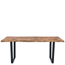 Σετ Τραπεζαρία (2+1) ArteLibre NORTHAM Καρυδί/Μαύρο Μέταλλο/Ξύλο