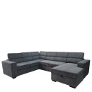 Καναπές Γωνιακός ArteLibre AVELON Γκρι Σκούρο Ύφασμα/Ξύλο 249x312x82cm