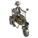 Θήκη Κρασιού Μοτοσυκλετιστής Ασημί Μέταλλο 30x21cm