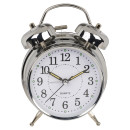 Ρολόι Επιτραπέζιο Με Ξυπνητήρι Ασημί Μέταλλο 17x11cm