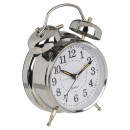 Ρολόι Επιτραπέζιο Με Ξυπνητήρι Ασημί Μέταλλο 17x11cm