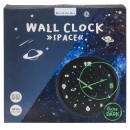 Ρολόι Τοίχου Διάστημα Φωσφοριζέ Μαύρο Πλαστικό Φ30cm