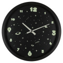 Ρολόι Τοίχου Διάστημα Φωσφοριζέ Μαύρο Πλαστικό Φ30cm