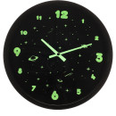 Ρολόι Τοίχου Διάστημα Φωσφοριζέ Μαύρο Πλαστικό Φ30cm