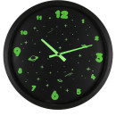 Ρολόι Τοίχου Διάστημα Φωσφοριζέ Μαύρο Πλαστικό Φ30cm