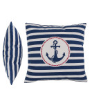 Διακοσμητικό Μαξιλάρι Άγκυρα Με Φερμουάρ Μπλε/Λευκό 64% Polyester/19% Βαμβάκι/17% Βισκόζη 40x40cm 1Τμχ