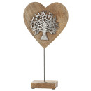 Διακοσμητικό ArteLibre Καρδιά Με Δέντρο Της Ζωής Σε Βάση Φυσικό/Ασημί Ξύλο/Αλουμίνιο 1.5x20x36cm