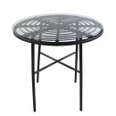 Τραπέζι Κήπου ArteLibre APPIUS Μαύρο Μέταλλο/Rattan/Γυαλί 70x70x74cm