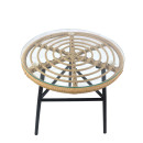 Τραπέζι Κήπου ArteLibre ARELLIUS Φυσικό/Μαύρο Μέταλλο/Rattan/Γυαλί 45x45x46cm