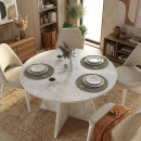 Τραπέζι Tailor Megapap Χρώμα Λευκό εφέ Μαρμάρου Ø100x75,7εκ.