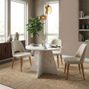 Τραπέζι Tailor Megapap Χρώμα Λευκό εφέ Μαρμάρου Ø100x75,7εκ.