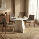 Τραπέζι Tailor Megapap Χρώμα Λευκό εφέ Μαρμάρου Ø100x75,7εκ.