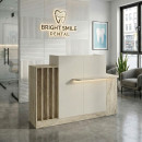 Γραφείο Υποδοχής - Reception Dayana Megapap με led Χρώμα Travertine - Sandstone 150x85,2x120εκ.