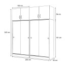 Ντουλάπα Ρούχων Regio Megapap Τετράφυλλη Συρόμενη με Πατάρι Χρώμα Γκρι Σκυροδέματος 200x60x240εκ.