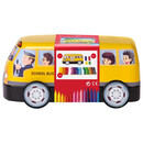 Μαρκαδόροι Connector Faber-Castell Λεπτοί Ζωγραφικής Σε Μεταλλική Κασετίνα Σχολικό Λεωφορείο 33 Χρώματα 155532