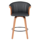 Σκαμπό Bar ArteLibre CASSIAN Μαύρο/Καφέ Ξύλο/PU 50x50x103cm