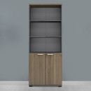 Βιβλιοθήκη Γραφείου με Κλειδαριά Επαγγελματική Venturo Megapap Χρώμα Ανθρακί - Καρυδί 80x40x200εκ.