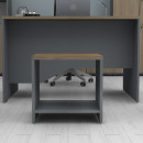 Τραπεζάκι Γραφείου Επαγγελματικό Venturo Megapap Χρώμα Ανθρακί - Καρυδί 60x60x45εκ.