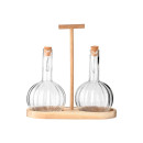 Estia Δοχεια για Λαδι/ξυδι Allure Γυαλινα σετ 2 tem σε Ξυλινη Βαση