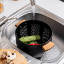 Estia Σουρωτηρι Ζυμαρικων Allure Μεταλλικο 22cm με Ξυλινες Λαβες Μαυρο