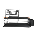 Estia Πιατοθηκη Bamboo Essentials Διωροφη Μεταλλικη Μαυρη με Bamboo Λαβες