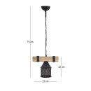 Φωτιστικό Οροφής Elora Megapap e27 Ξύλινο - Μεταλλικό Μονόφωτο Χρώμα Φυσικό - Μαύρο 25x13x75εκ.