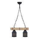 Φωτιστικό Οροφής Elora Megapap e27 Ξύλινο - Μεταλλικό Δίφωτο Χρώμα Φυσικό - Μαύρο 40x13x75εκ.