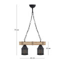 Φωτιστικό Οροφής Elora Megapap e27 Ξύλινο - Μεταλλικό Δίφωτο Χρώμα Φυσικό - Μαύρο 40x13x75εκ.