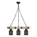 Φωτιστικό Οροφής Elora Megapap e27 Ξύλινο - Μεταλλικό Τρίφωτο Χρώμα Φυσικό - Μαύρο 50x13x75εκ.