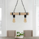 Φωτιστικό Οροφής Vero Megapap e27 Ξύλινο Δίφωτο Χρώμα Φυσικό - Μαύρο 40x8x65εκ.