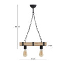 Φωτιστικό Οροφής Vero Megapap e27 Ξύλινο Δίφωτο Χρώμα Φυσικό - Μαύρο 40x8x65εκ.