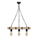 Φωτιστικό Οροφής Vero Megapap e27 Ξύλινο Τρίφωτο Χρώμα Φυσικό - Μαύρο 50x8x65εκ.